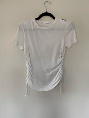 Helmut Lang White Short-Sleeve Side-Ruched Knit Tee